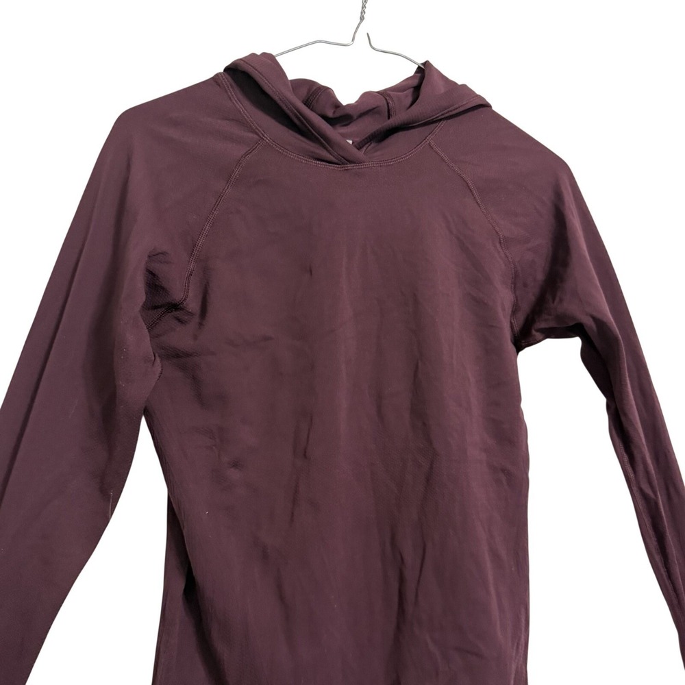 Athleta Momentum Hoodie Womens Small Dark Burgundy Plum‎ Long Sleeve Thumbholes - Picture 4 of 9